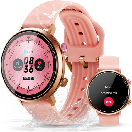 OUKITEL BT60: Quadrante sottile 9.2mm, Schermo HD 1.32", Sport, Fisiologia Femminile, 5ATM Impermeabile, per Android e iOS PINK