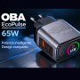 OBA EcoPulse 65W: Il Caricabatterie Rapido GaN Multi-Porta ad Alta Efficienza Con display